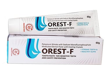 Orest-F Toothpaste – Potassium Nitrate & Sodium Fluoride formula for sensitive teeth relief, enamel 