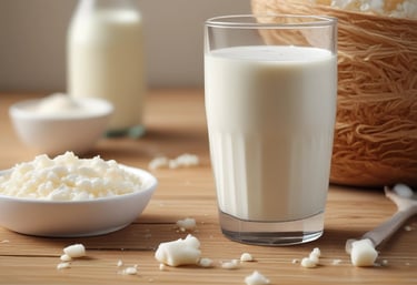A vibrant image of homemade kefir jars on a wooden table.