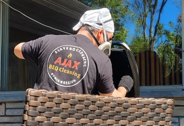 Our BBQ Pro Cleaning a 3 burner Grill 