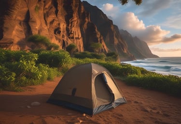 a couple of tents sitting in the middle of a forest