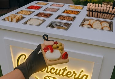 tabla de charcuteria, quesos y carnes para eventos servido por nuestro equipo CuriMe 