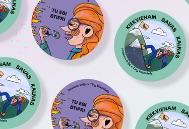 mockup of stickers for jaunimo linija