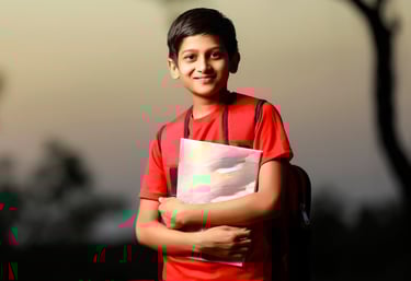 Young Hindu student readying to study with book in hand