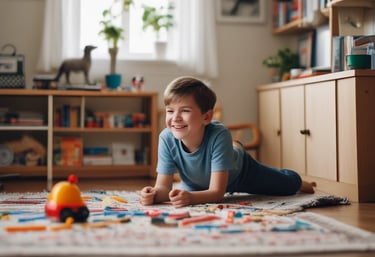 A bright therapy room decorated with green walls and zebra heart patterns, inviting and warm.