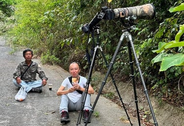 Taking a short break for the langur watching tour in Da Nang.