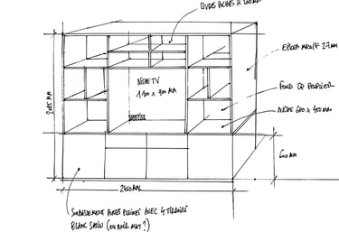 plan bibliothèque sur mesure