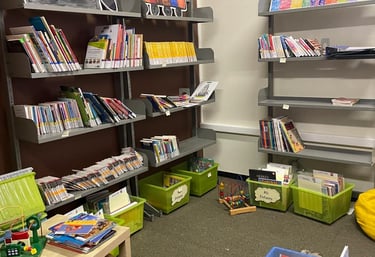 image représentant la jolie bibliothèque colorée de l'école