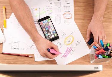 Person working on marketing material
