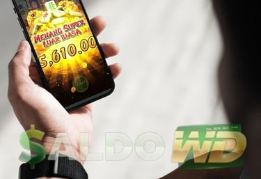 Tampilan kemenangan super luar biasa sebesar 5,610.00 pada game slot mahjong di aplikasi SALDO WD