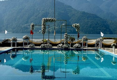 flower decoration for destination wedding setup in Pokhara
