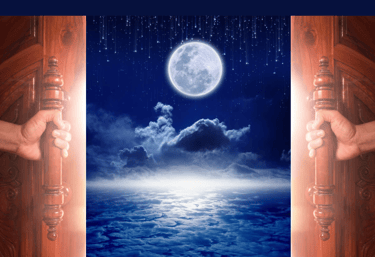 doorway revealing the moon