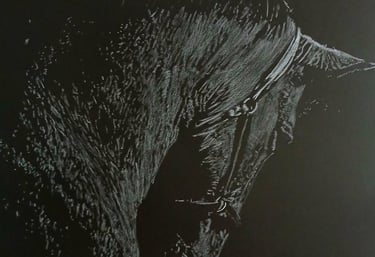 Black horse oeuvre monochrome originale 