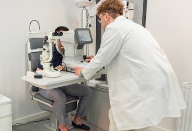 Optyk Kraków prowadzi badania optometryczne przy foropterze