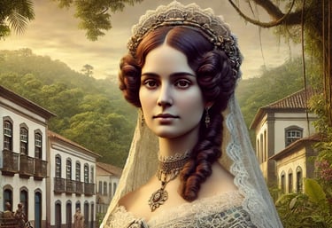 Retrato artístico de Dona Beija, uma figura histórica icônica de Araxá, conhecida por sua beleza e i
