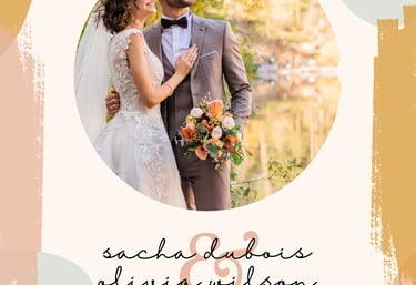 a wedding photo of a bride and groom in a wedding photo