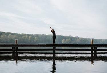 woman in trikonasana