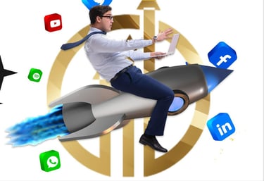 Imagen de un hombre sobre un cohete