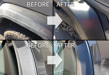 Car trim restored from faded to like-new finish.