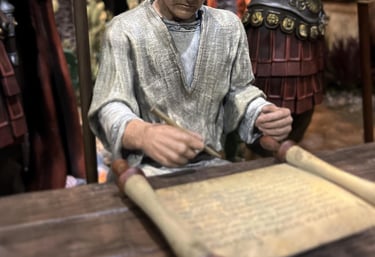 escriba figura de belen impresa en 3D de el portalico de belén