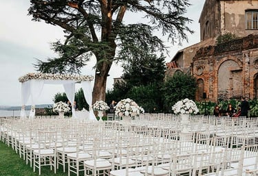 Destination wedding set up in Amalfi Coast town of Ravello; Photo by GianCarlo Films on Unsplash