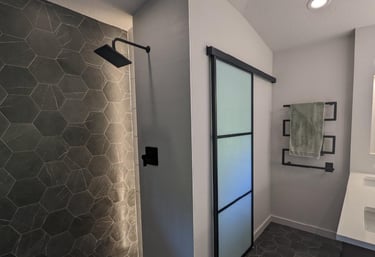 Luxurious modern bathroom with walk in shower