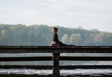 woman doing pigeon pose