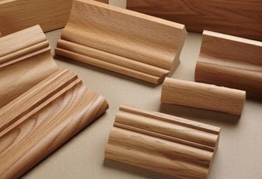 Multiple custom wood molding profiles displayed together