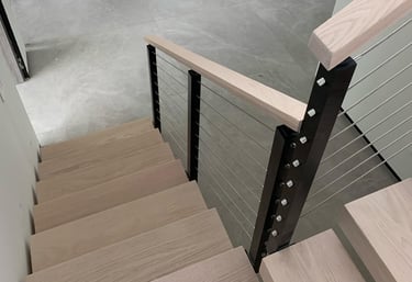 a staircase casement with a wooden staircase 