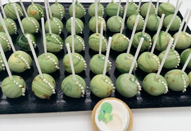 pop cake , cake pop dinosaure