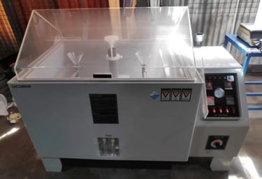 Salt spray testing conducted to evaluate corrosion resistance of barbells