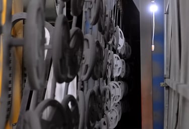 Heat treatment process applied after powder coating on cast iron products