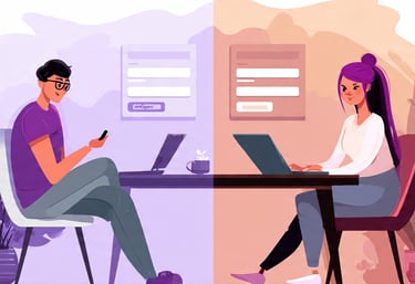 Vector illustration of people filling out an online form to request a cash offer.