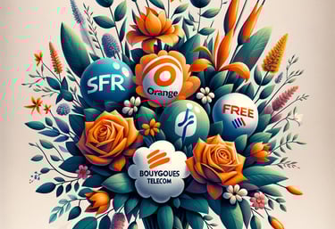a bouquet of flowers with social media icons