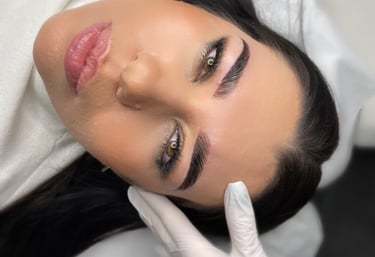 a woman with a white gloved hand on her face