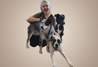 Reiki teacher with her animals
