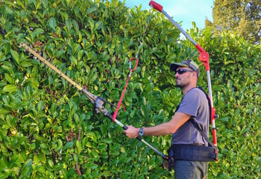 Taille de haie par un jardinier