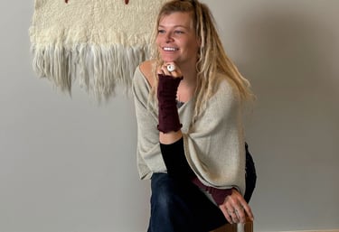 wool wall hanging with tribal pattern handmade art unique