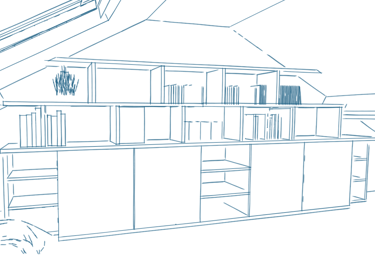 Meubles sur mesure intégrés sous combles à Bois-Colombes ou Asnières, agencement intelligent