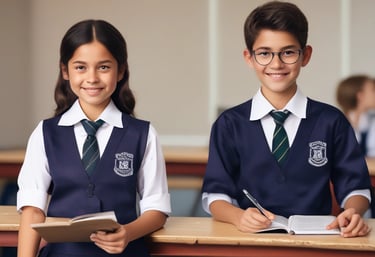 A building entrance with metal barred doors and windows, featuring signs indicating it belongs to a faculty for high-quality training. The facade is white, and there are red fire extinguishers and safety notices mounted on the wall next to the entrance.