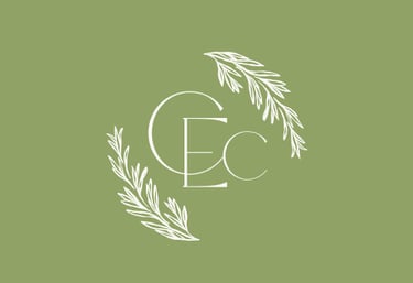 a logo for The Catering Events Consultancy, The CEC with fresh rosemary around the letters