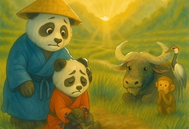 Children’s picture book image of panda comforting child, teaching resilience for ages 3–7