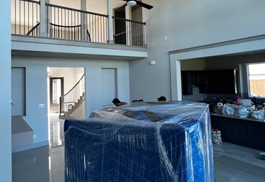 full motion moving, moving a house with a large open floor plan with a ceiling fan