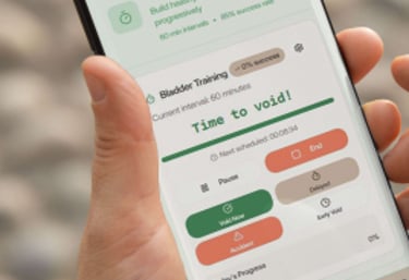 Mobile phone screen displaying a bladder training app