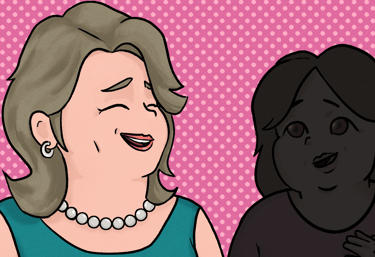 Two women in conversation.