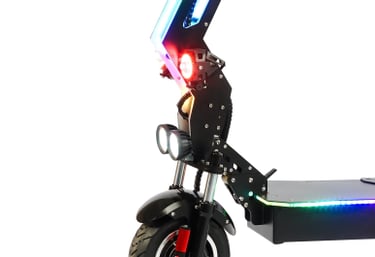 a scooter with a colorful colored lights on it
