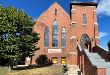 a church with a steeple and a steeple