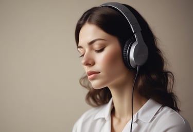 a woman with headphones and a headset