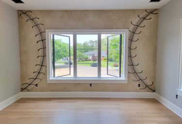 Bespoke baseball mural by Marcine for a teen's bedroom in Union County, NJ