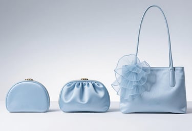 Elegant satin hobo bag set with a delicate organza flower, by King Fly