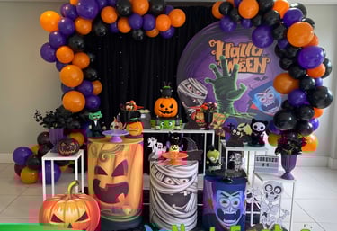 Aluguel de decoração infantil Halloween na Freguesia do Ó com mesa decorada temática